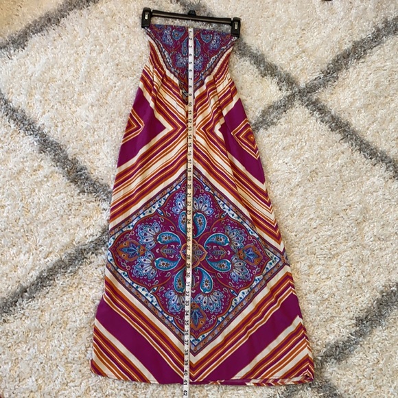 Moroccan Summer Strapless Sundress Bohemian Vacation Beach Sz S - Picture 5 of 7